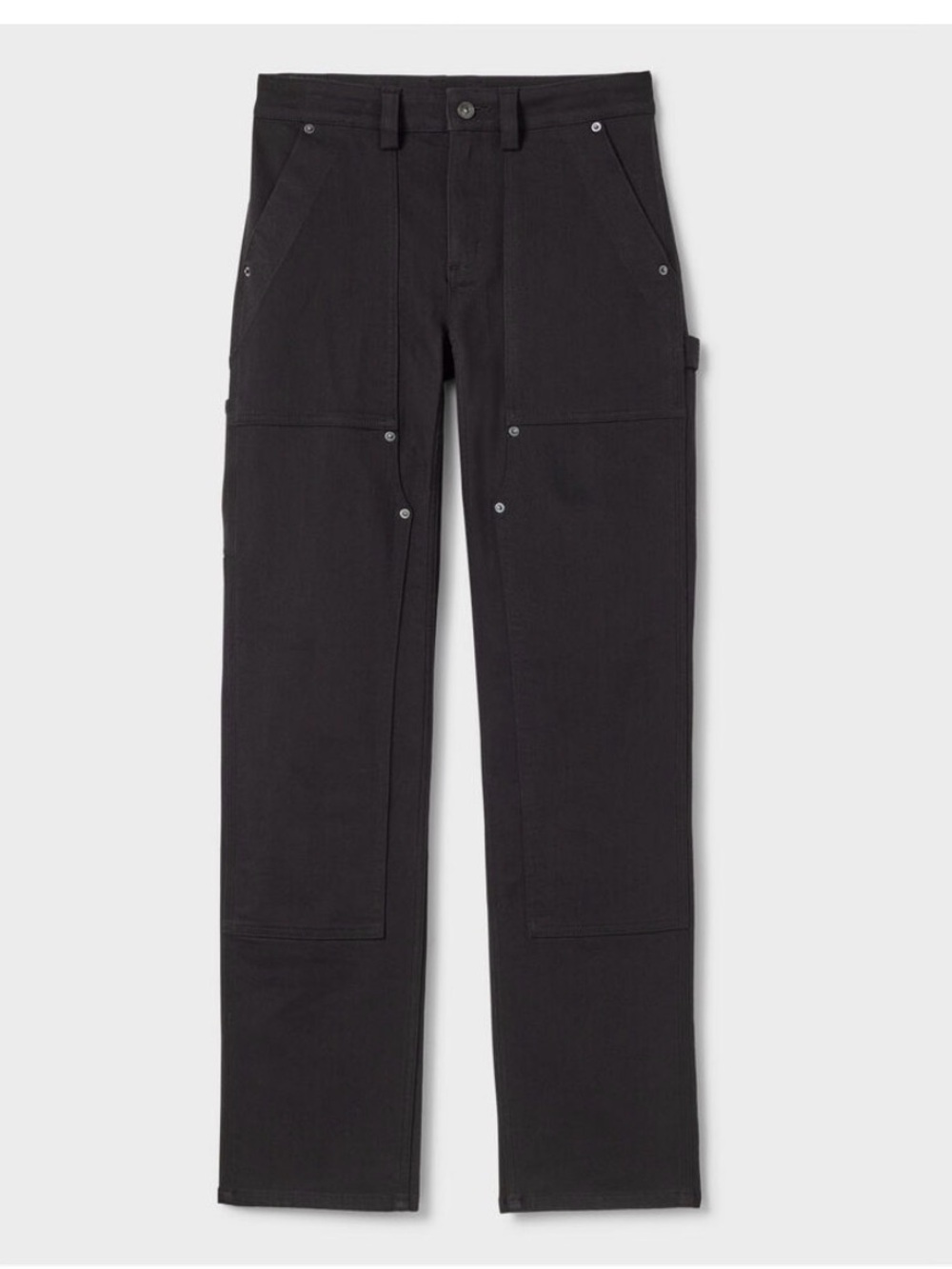 Women double flex denim straight leg navy cotton pants
